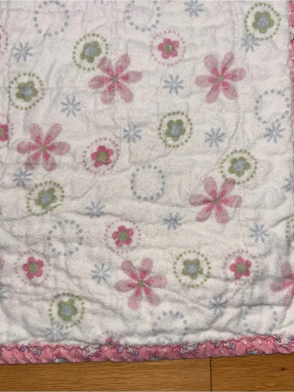 Handmade Pink Quilt Baby Blanket 56 X 39 Flannel Patchwork Nursery Crib Toddler